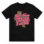 She's From Texas I Can Tell Leopard Texas Map Graphic T‑Shirt
