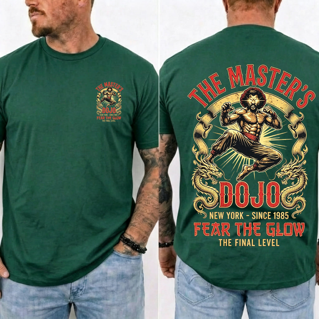 Vintage Martial Arts Dojo Graphic Double Sided Casual Short Sleeve Tee