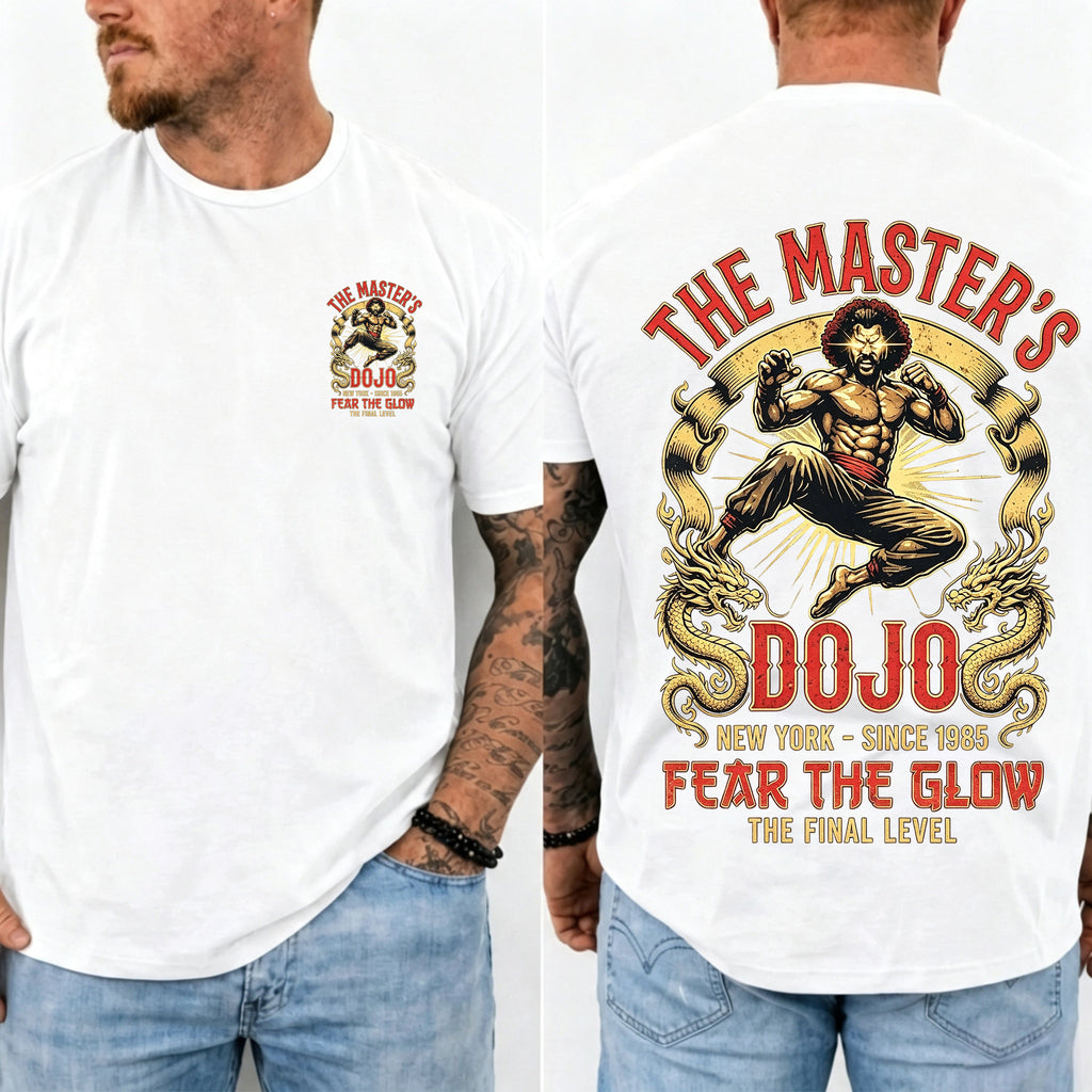 Vintage Martial Arts Dojo Graphic Double Sided Casual Short Sleeve Tee