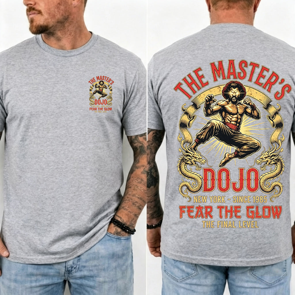 Vintage Martial Arts Dojo Graphic Double Sided Casual Short Sleeve Tee