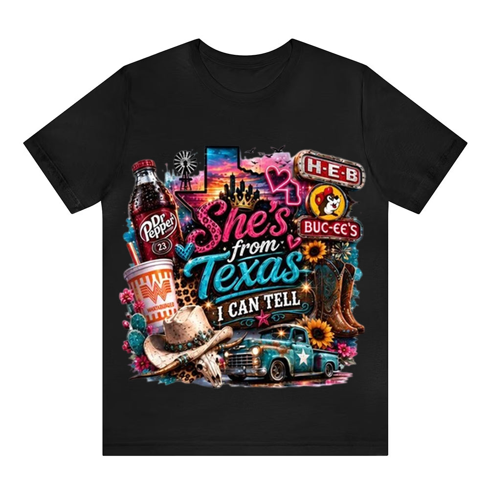 She's From Texas I Can Tell Unisex Travel T-shirt