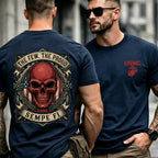 Men Retro Skull Banner Graphic Tactical Tee