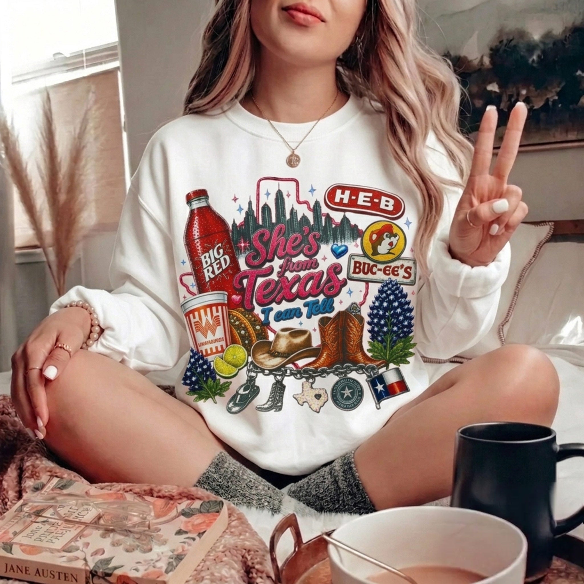 She's From Texas Graphic Crewneck Sweatshirt