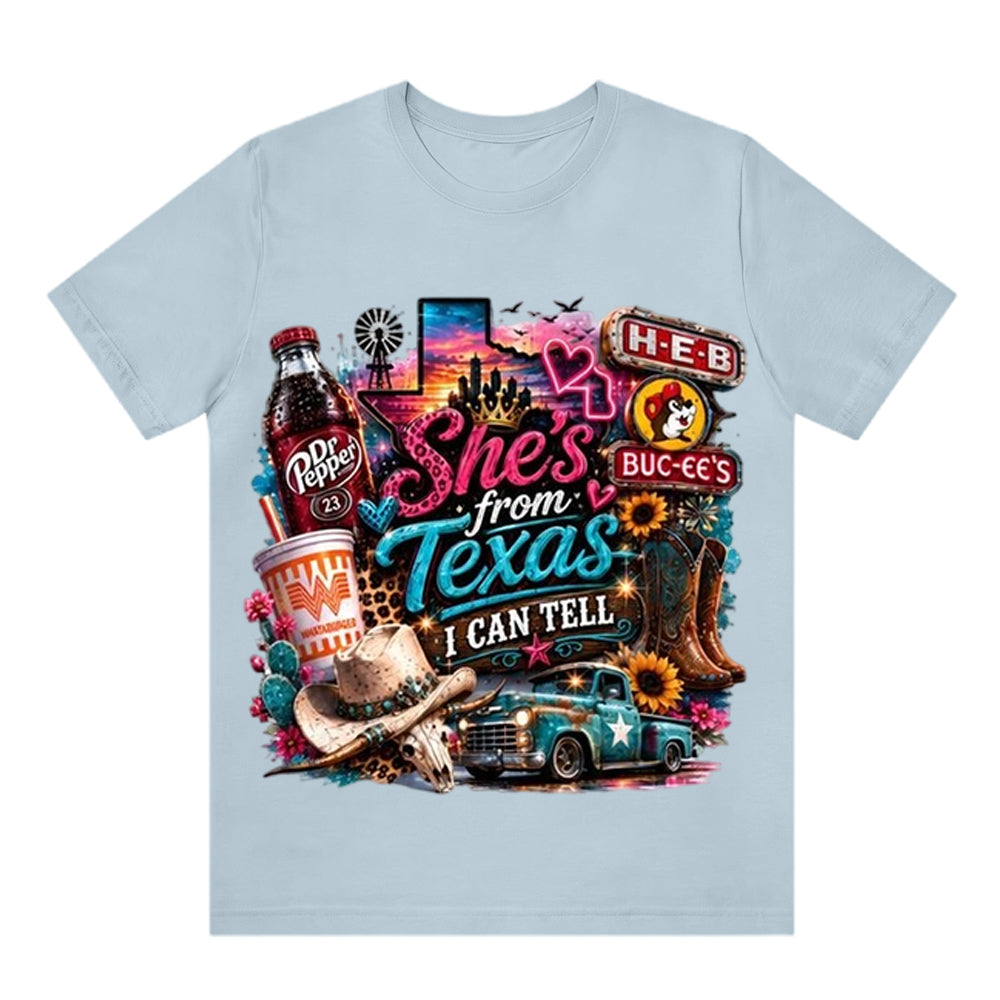 She's From Texas I Can Tell Unisex Travel T-shirt