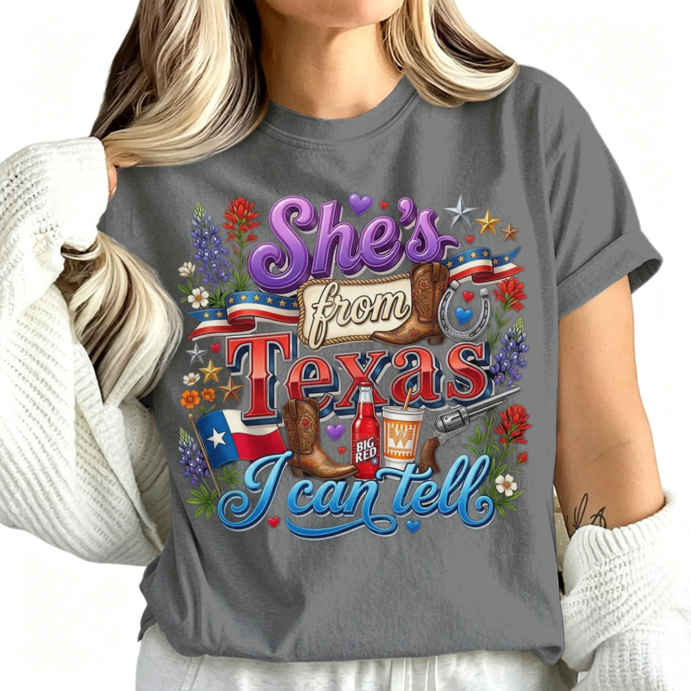 She's From Texas I Can Tell Unisex Cuffed-sleeve T-shirt
