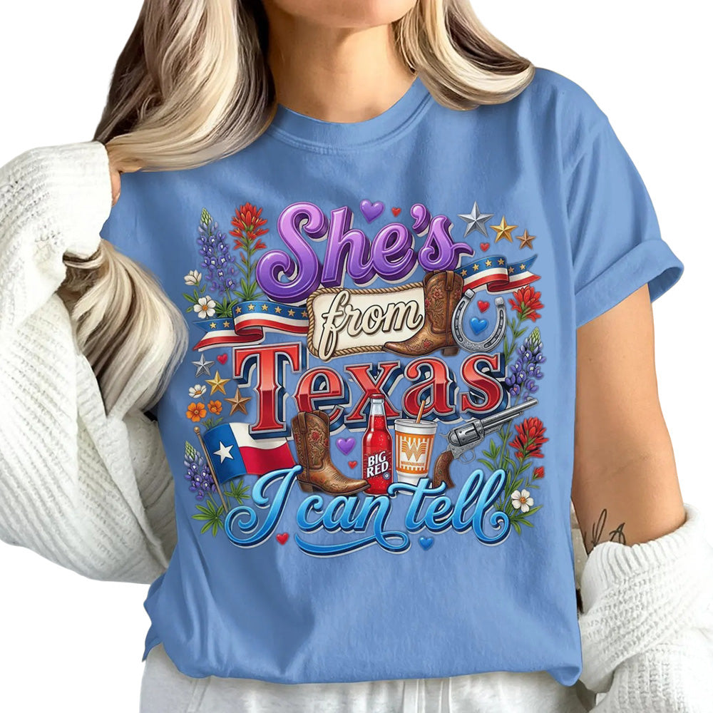 She's From Texas I Can Tell Unisex Cuffed-sleeve T-shirt