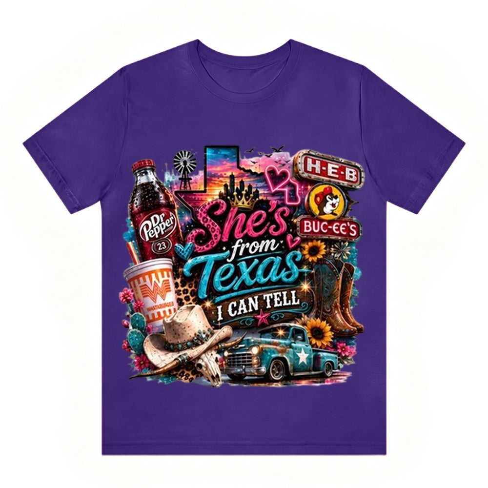 She's From Texas I Can Tell Unisex Travel T-shirt