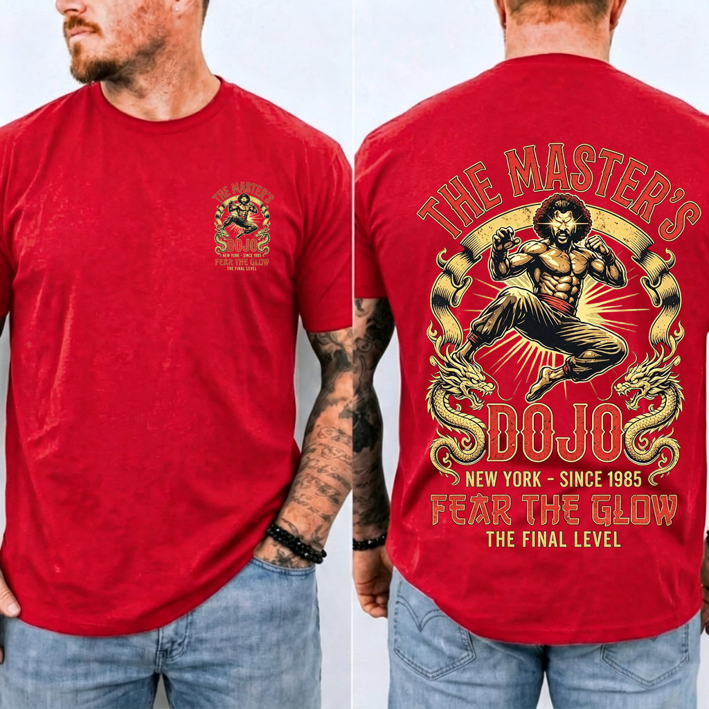 Vintage Martial Arts Dojo Graphic Double Sided Casual Short Sleeve Tee
