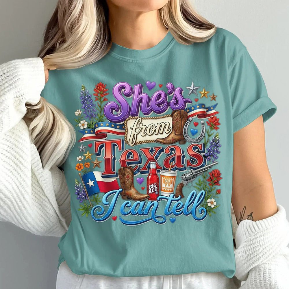 She's From Texas I Can Tell Unisex Cuffed-sleeve T-shirt