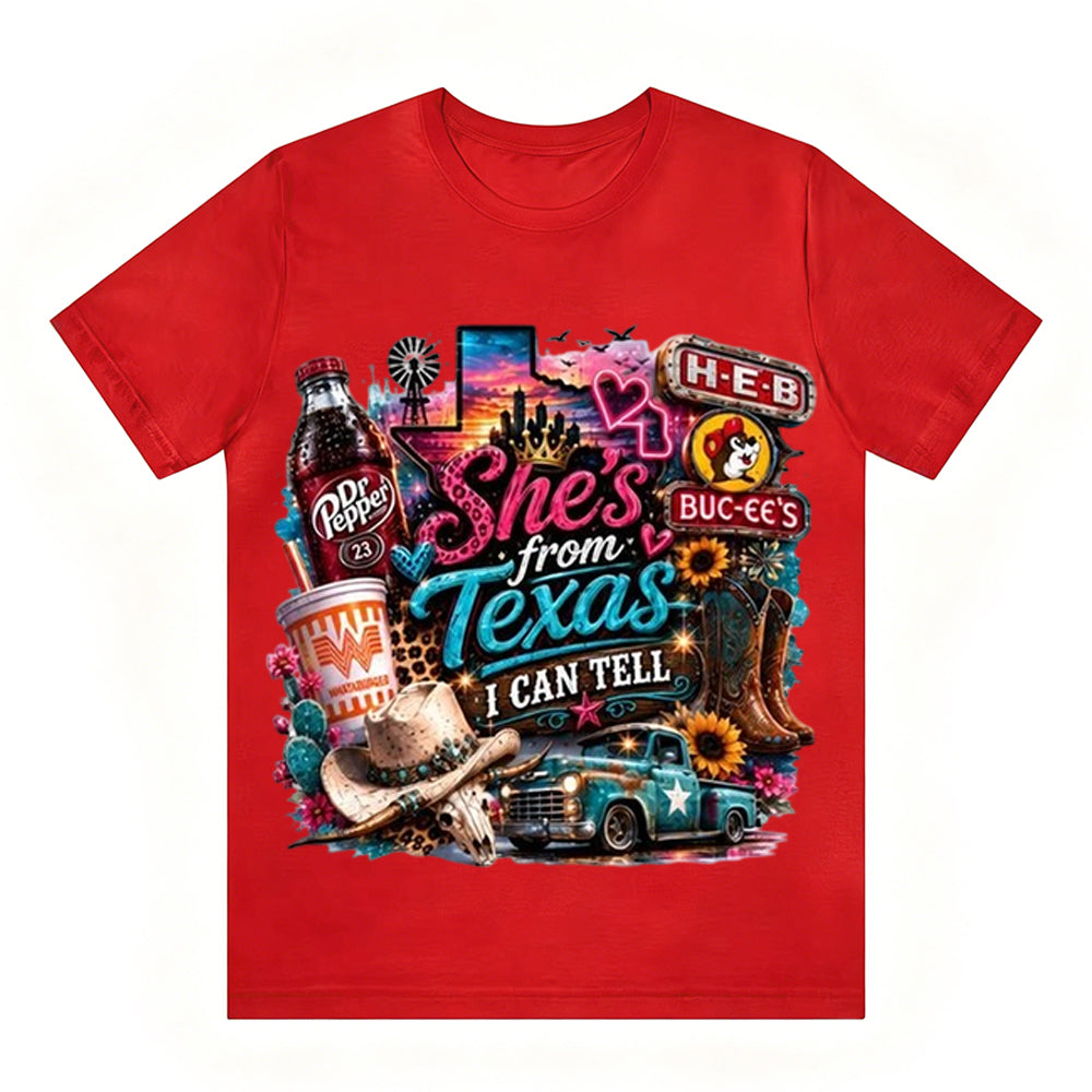She's From Texas I Can Tell Unisex Travel T-shirt