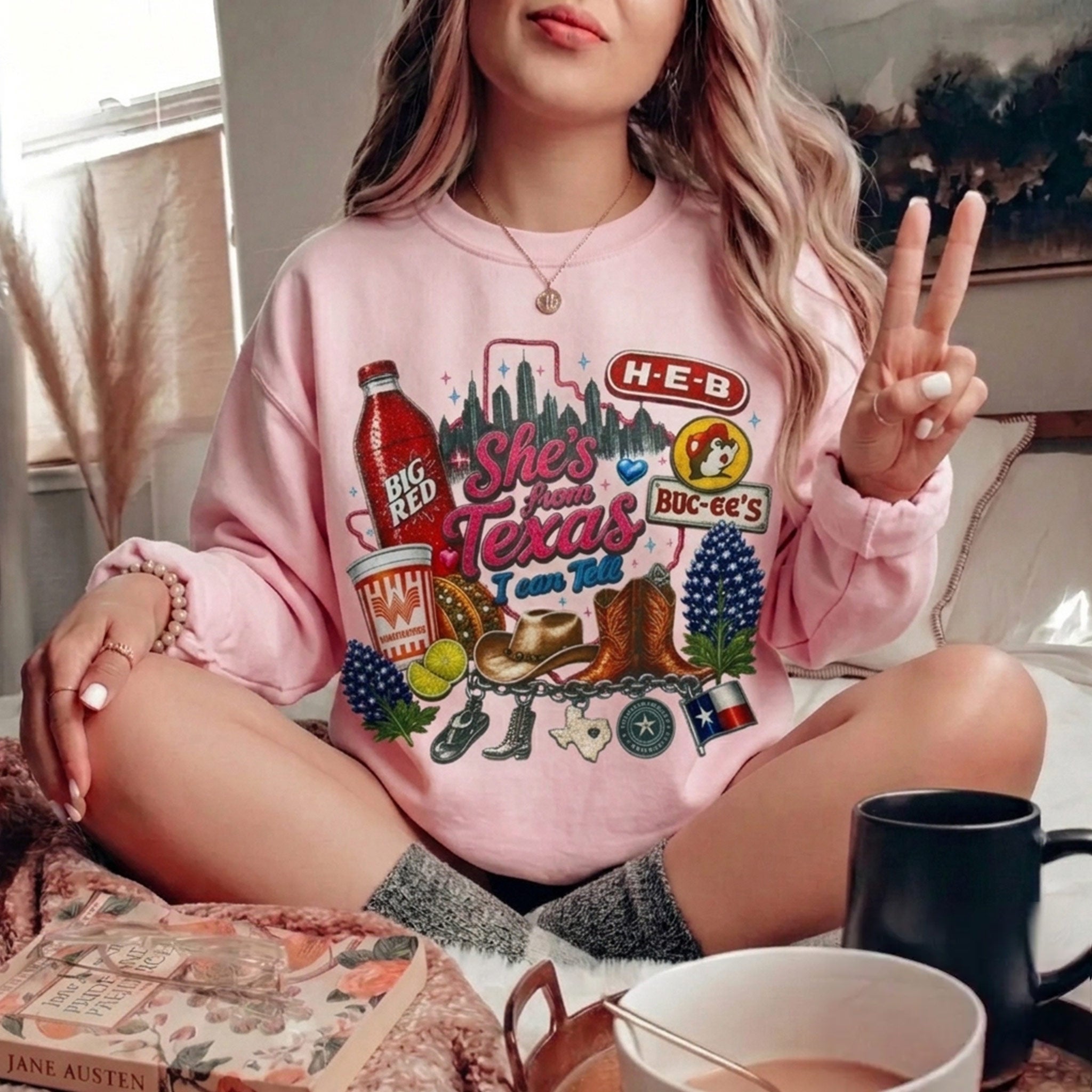 She's From Texas Graphic Crewneck Sweatshirt