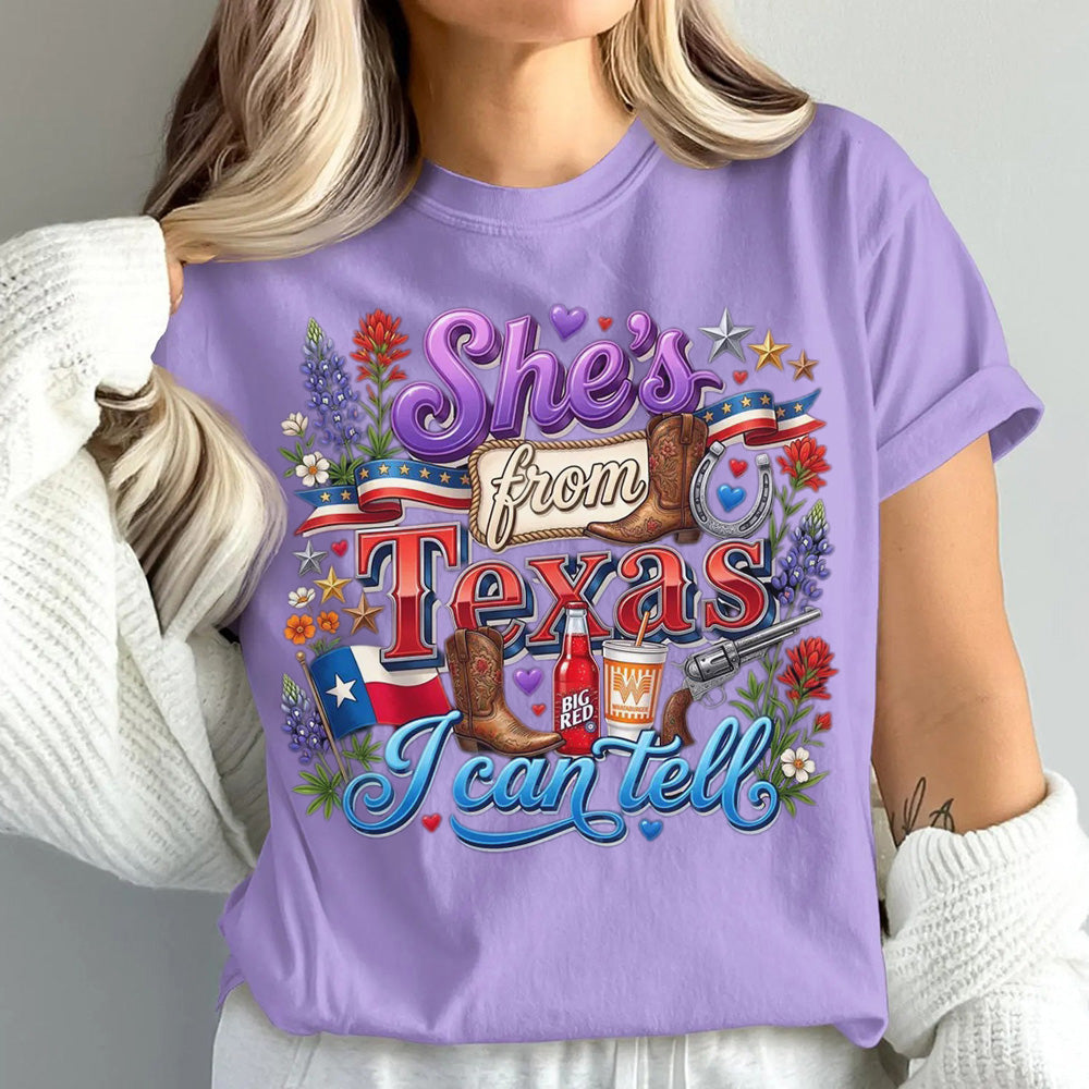 She's From Texas I Can Tell Unisex Cuffed-sleeve T-shirt