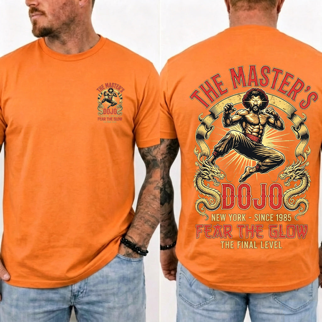 Vintage Martial Arts Dojo Graphic Double Sided Casual Short Sleeve Tee