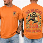 Vintage Martial Arts Dojo Graphic Double Sided Casual Short Sleeve Tee