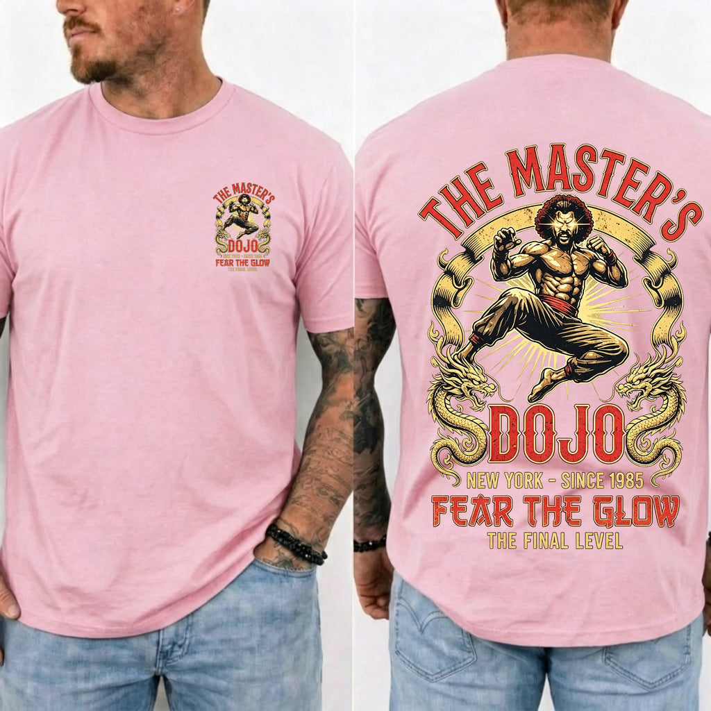 Vintage Martial Arts Dojo Graphic Double Sided Casual Short Sleeve Tee