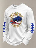 Men'S  Print Football Fans Gameday Casual Waffle Long Sleeve T-Shirt