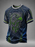 Men's Casual Rugby-Print T-Shirt
