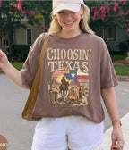 Choosin' Texas T-Shirt, Vintage Country Music Merch, Retro Western Cowboy Shirt