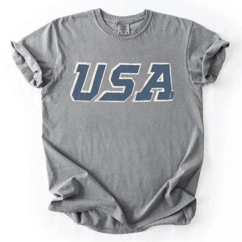 Unisex Vintage USA Tee. Patriotic July 4th Red, White and Blue.