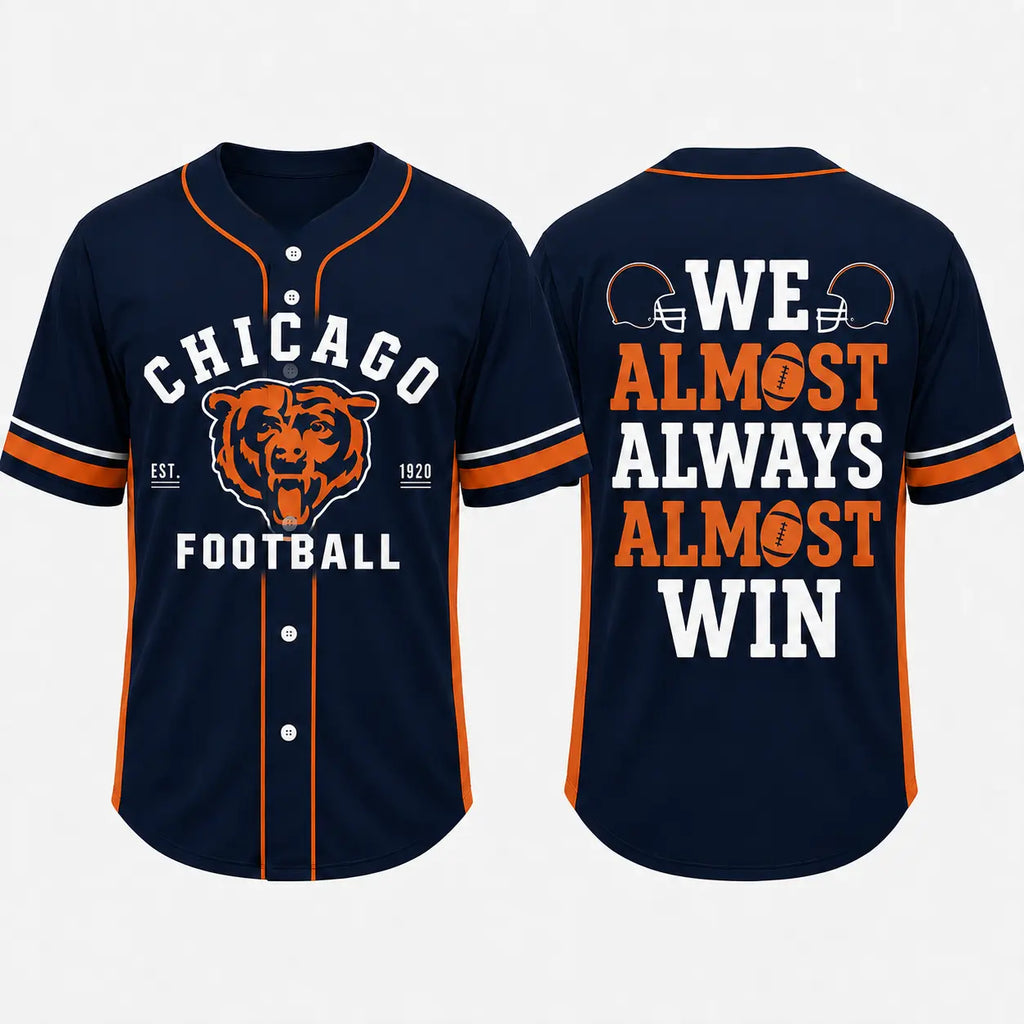 Button Up Baseball Jersey with Funny Football Graphic