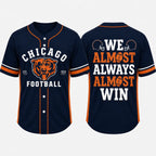 Button Up Baseball Jersey with Funny Football Graphic