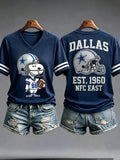 Women's Casual Football Print T-Shirt