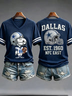 Women's Casual Football Print T-Shirt