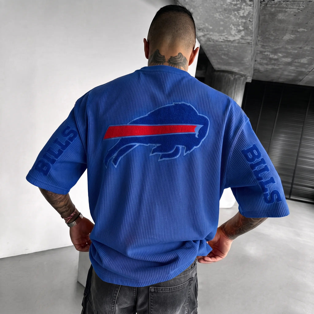Buffalo Bills Embroidered Men's Ribbed Oversized T-Shirt