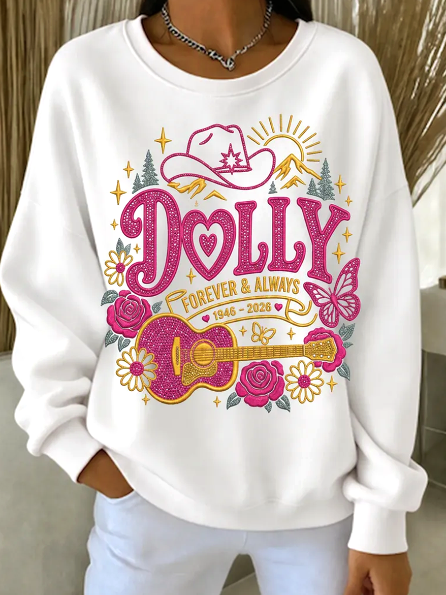Women'S Commemorative Printed Round Neck Sports Top