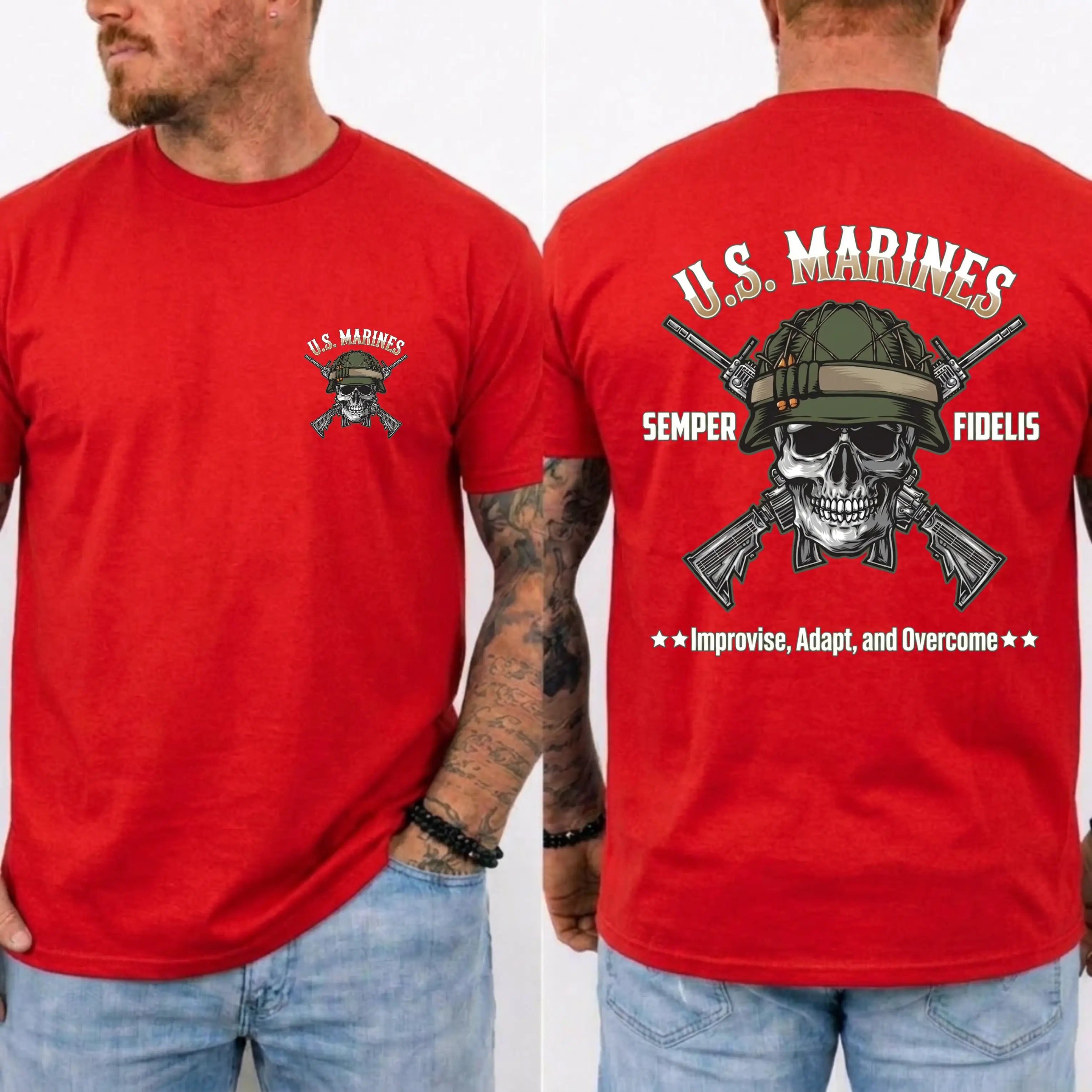 US Marines Skull Rifle T-Shirt