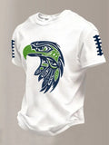 Men's Seattle Football Printed Vintage Fashion Loose Short Sleeve T-Shirt