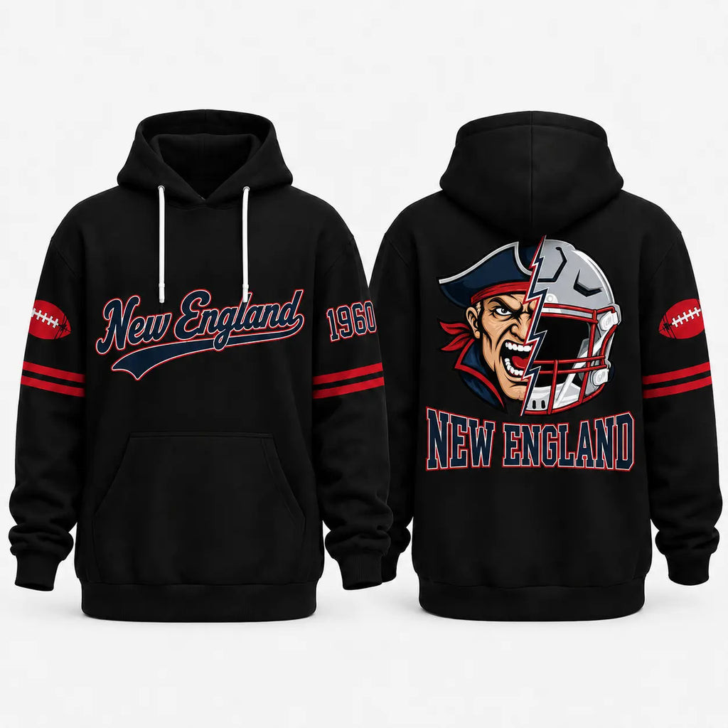 Retro City Football Mascot Graphic Hoodie With Front Pocket