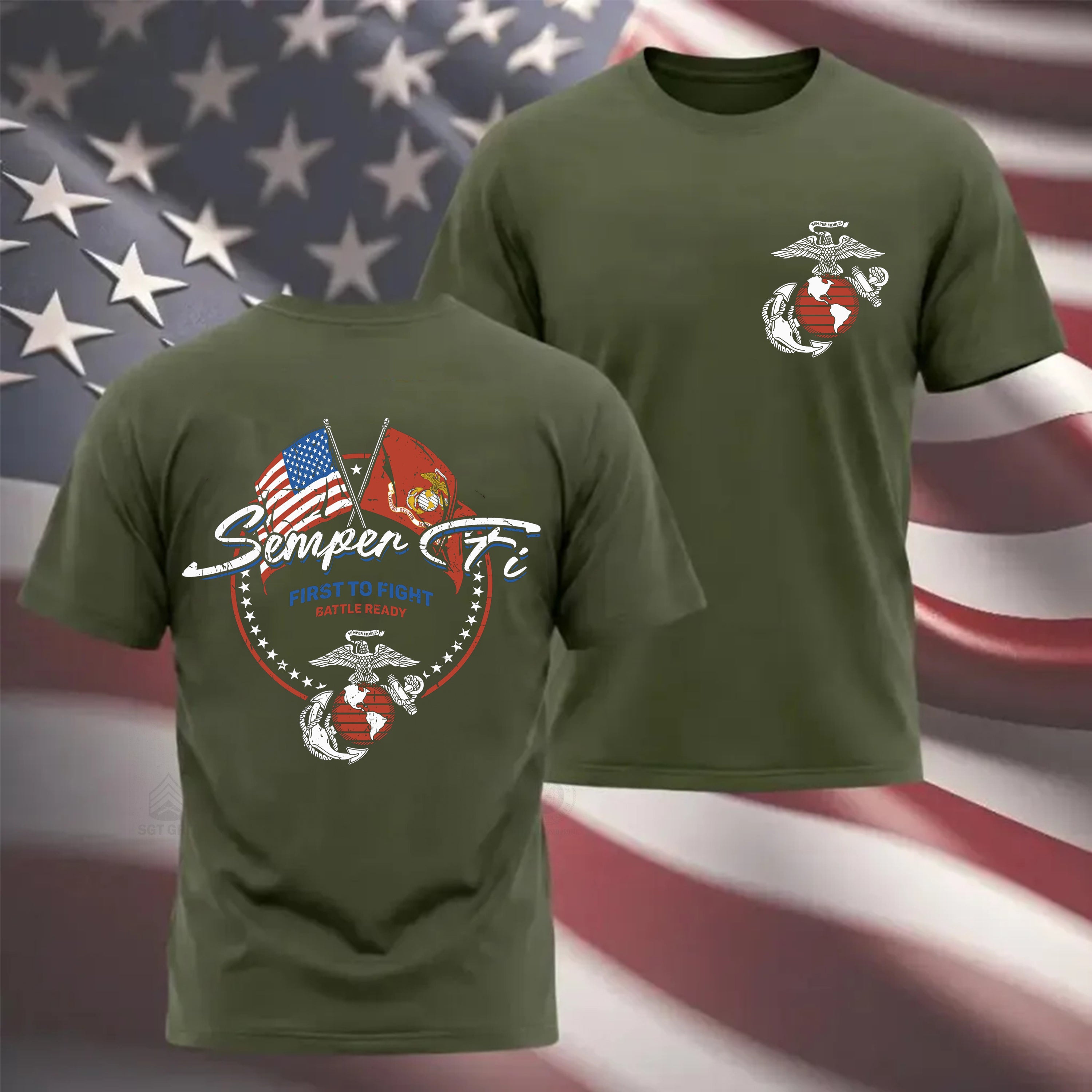 Semper Fi Crossed Flags T-Shirt