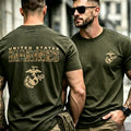 Men Retro Camo Text Graphic Tactical Tee