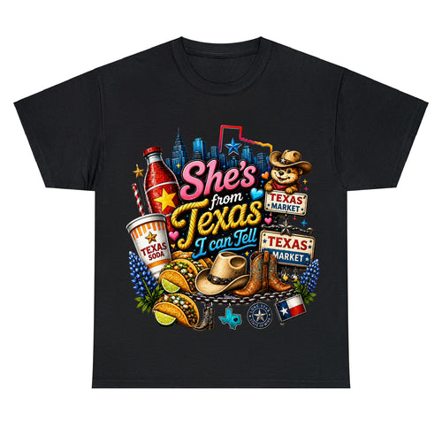 "She's From Texas I Can Tell" Texas Retro T-shirt