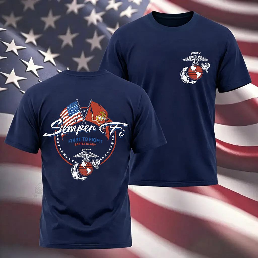 Semper Fi Crossed Flags T-Shirt