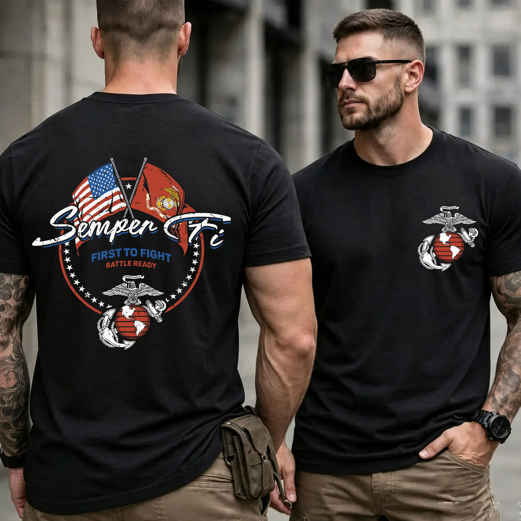 Semper Fi Crossed Flags T-Shirt