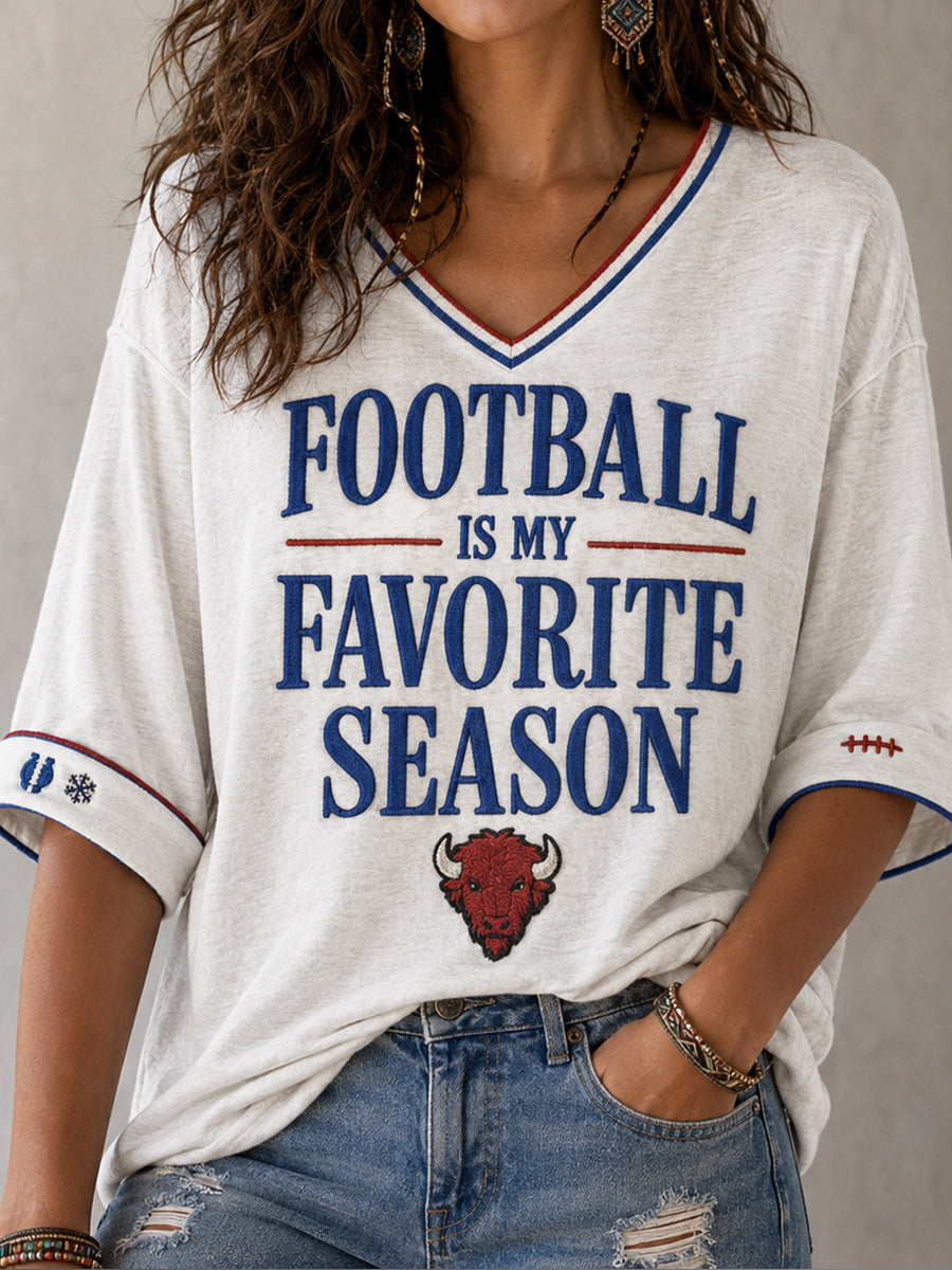 Football Is My Favorite Season V‑Neck Top