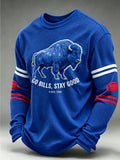 Men'S  Print Football Fans Gameday Casual Waffle Long Sleeve T-Shirt