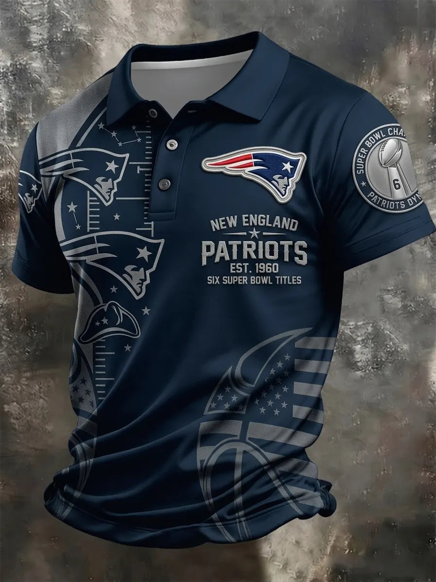 Men's Football Print Polo Shirt