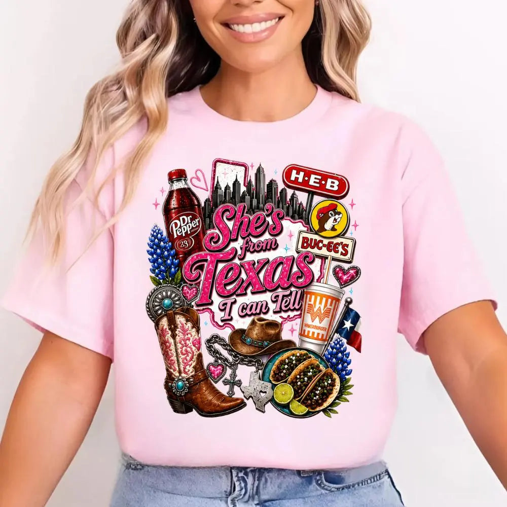 "She's From Texas I Can Tell" Texas T-shirt