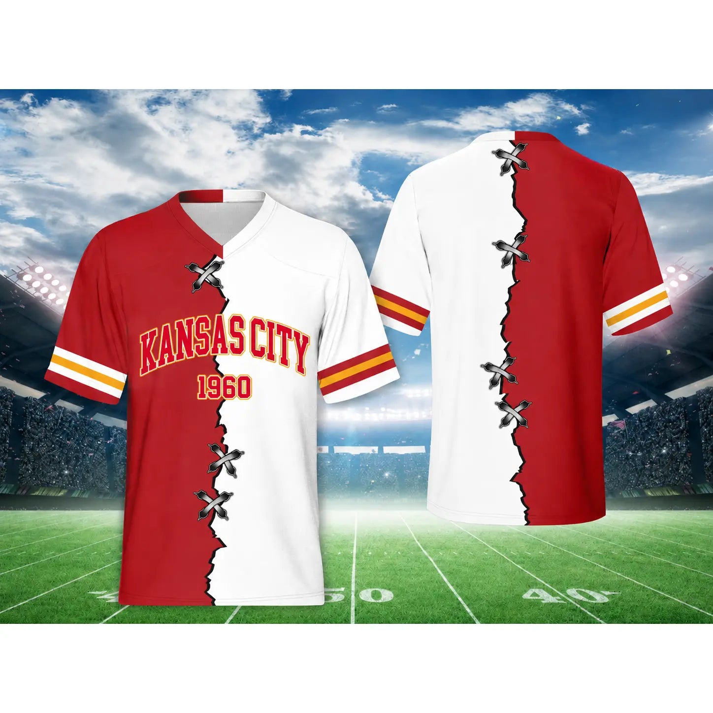 Unisex Football Team Fans V-Neck Quick-Drying Shirt