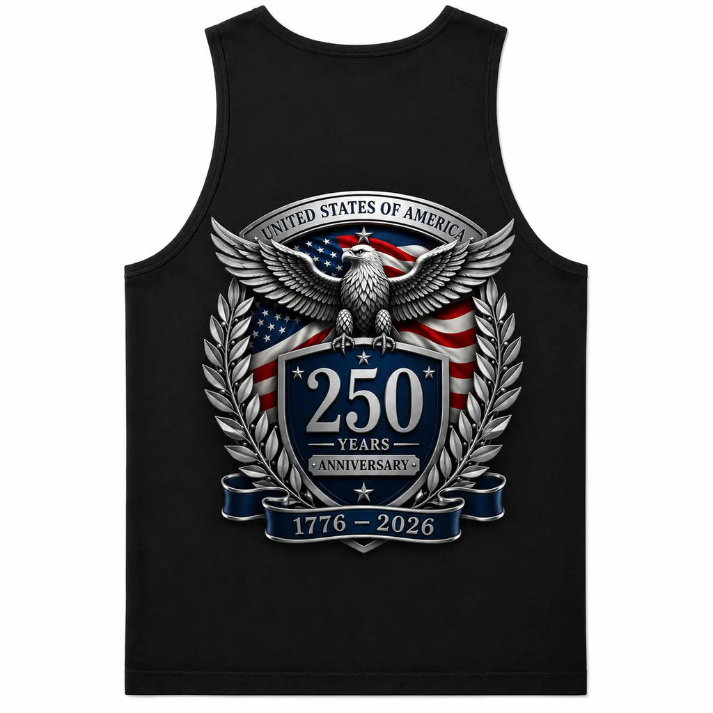 Men's Soft Fabric Outdoor Tank Top - USA 250 Years Anniversary Print