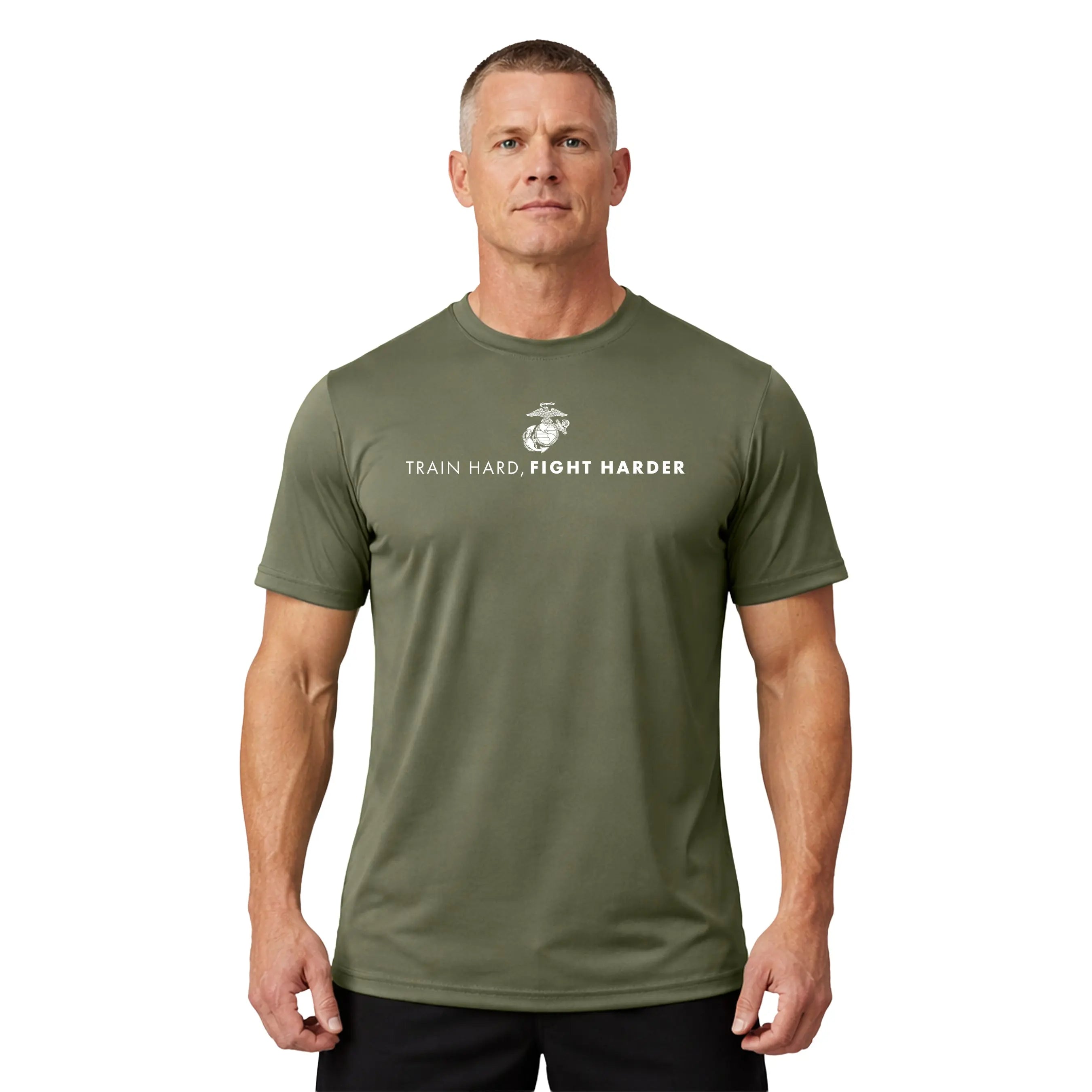 Marines "Train Hard, Fight Harder" Performance shirt United States Marine Corps Pride ,Made in USA