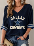 Women's Casual Football Print T-Shirt