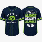 Button Up Baseball Jersey with Funny Football Graphic