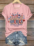 Women's casual retro American 250th T-shirt