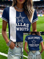 Women's Casual Football Print T-Shirt