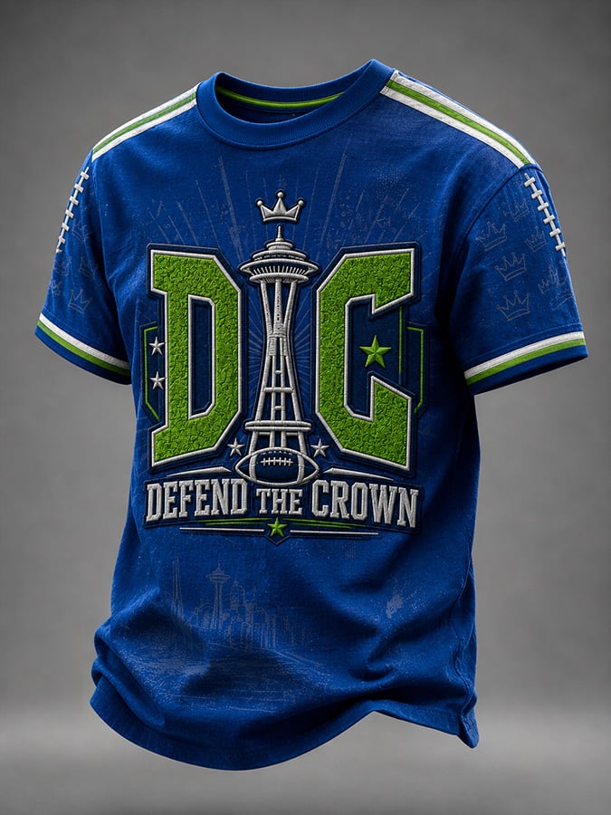 Men's Casual Rugby-Print T-Shirt