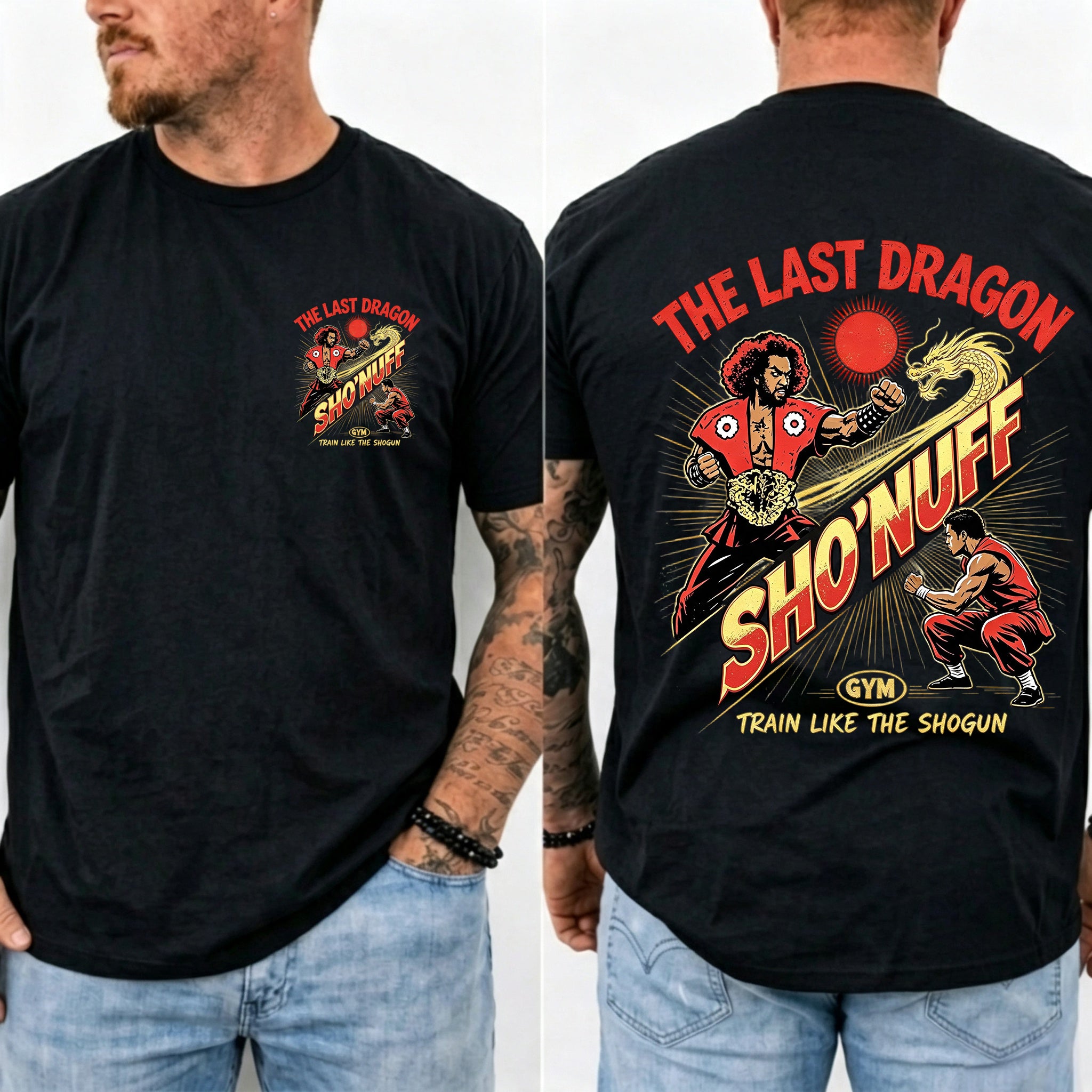 Train Like The Shogun Front & Back Print Men Casual Graphic T‑Shirt